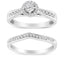 Conjunto de Anillo de Compromiso con Halo de Diamantes de Plata Esterlina .925 - Talla 7