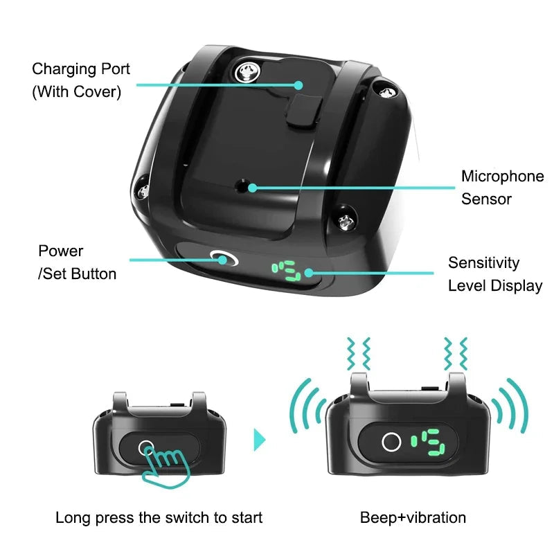 Pet Dog Anti Bark Device USB Ultrasonic Intelligent Electric Training Stop Barking Vibration Water Proof Collar Pet Products - Korvel