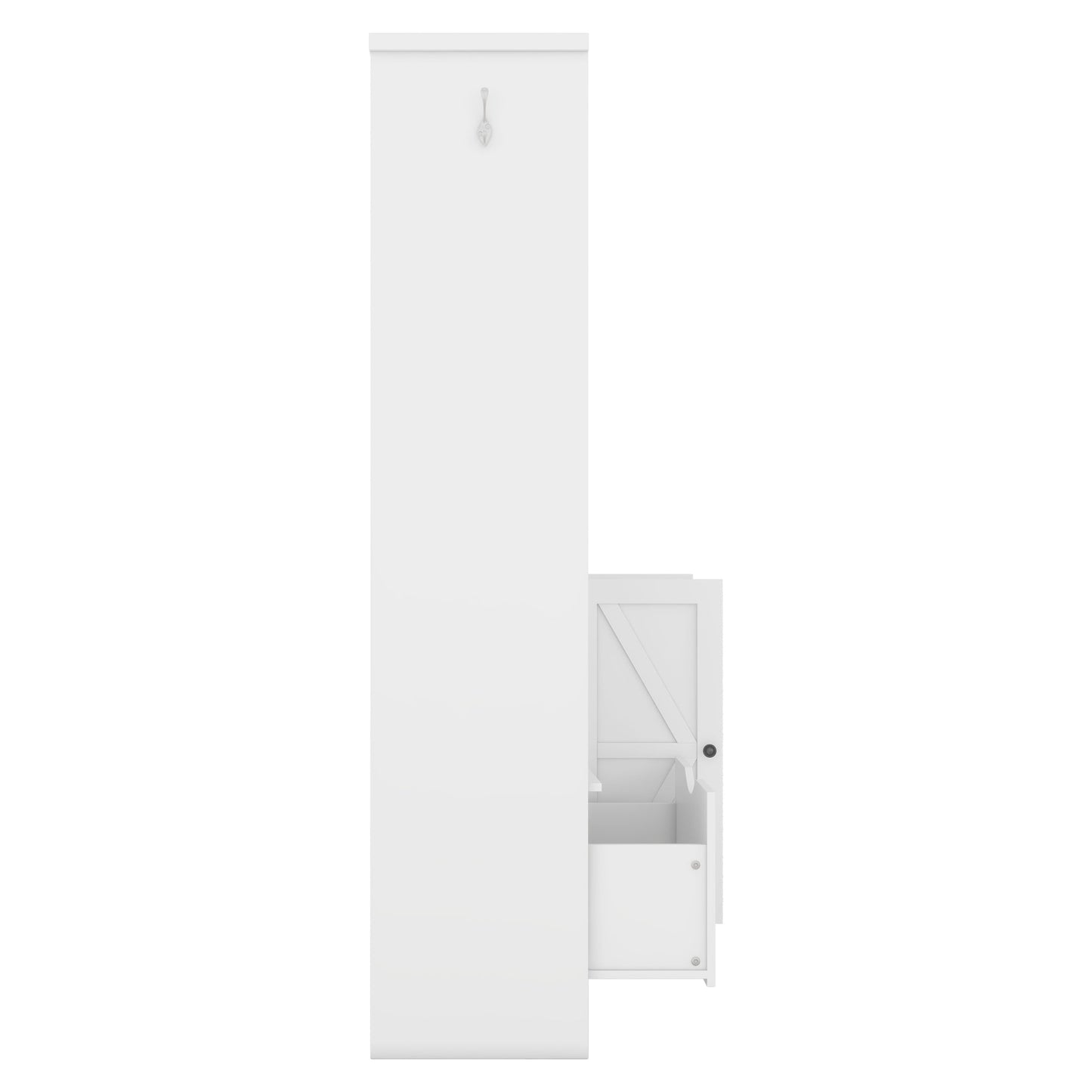 Multi-functional Hall Tree with Storage Shelves Drawers Cabinet Elegant Hallway Shoe Cabinet with Bench Modern Coat Rack White - Korvel