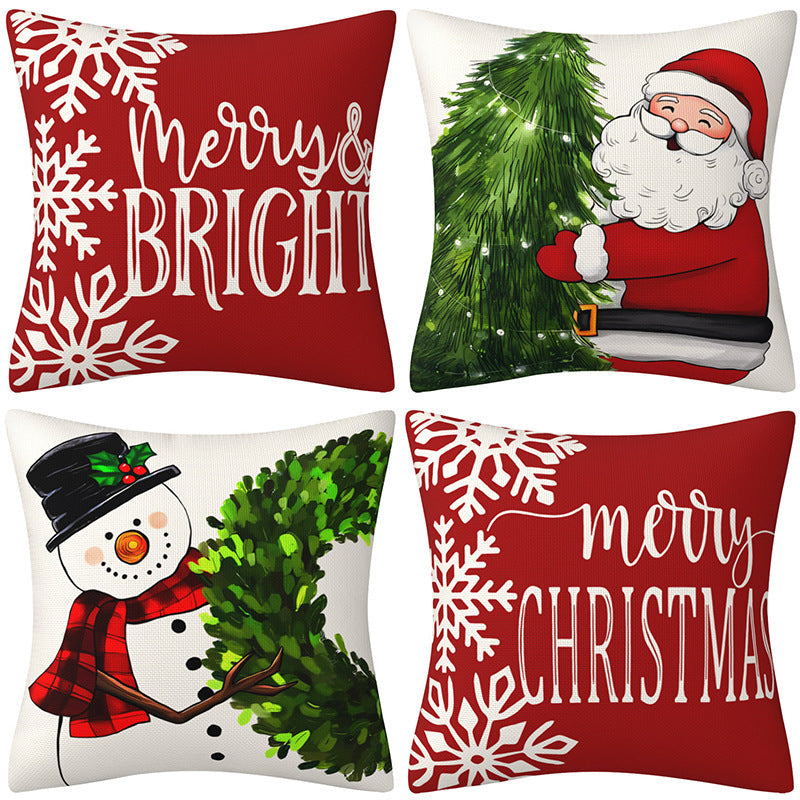 Funda de Cojín Decorativa de Muñeco de Nieve Navideño