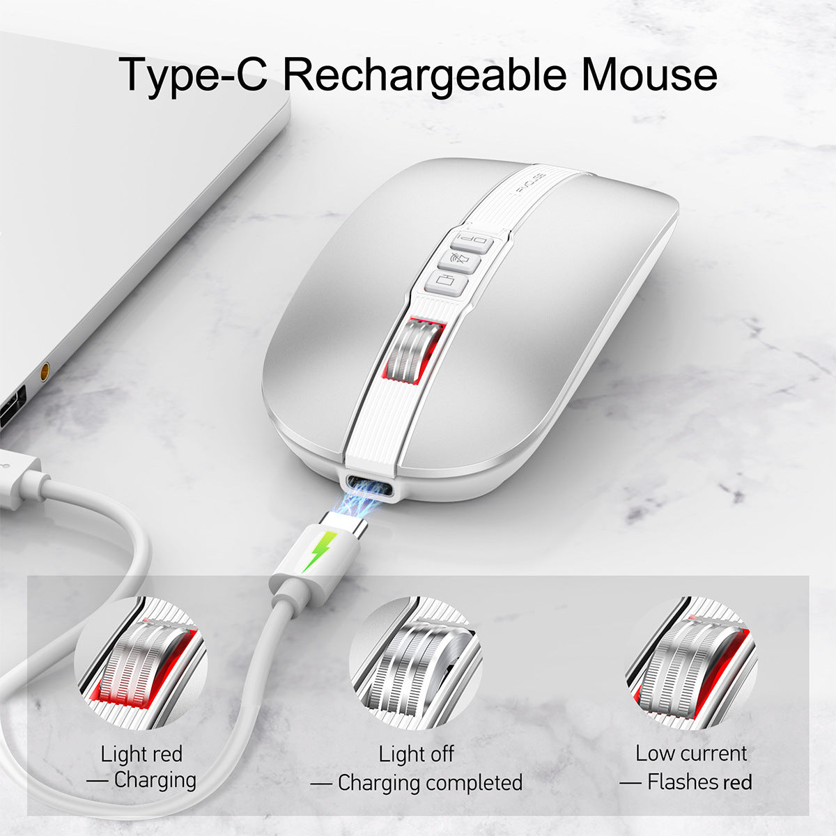 Wireless Mouse Bluetooth Dual Mode 2.4G/BT5.1 Silent Mouse 2400DPI PC Notebook Business Office - Korvel