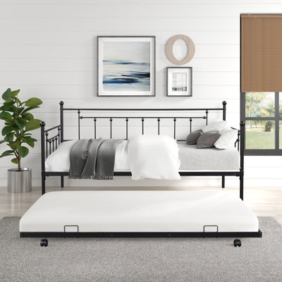 Retro Black Metal Double Bed with Flexible Ear Shaft