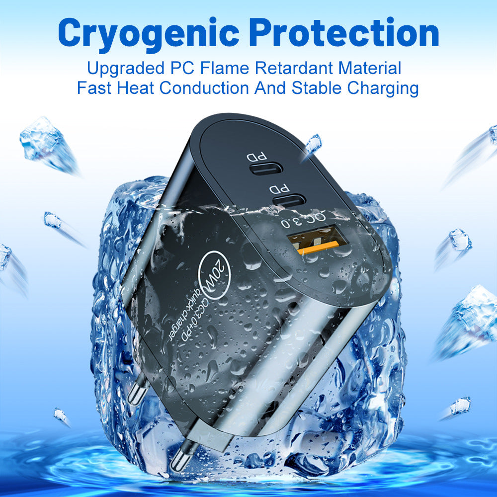 USB+2PD Type-C Mobile Phone Charger Multi Port Travel Charging Head - Korvel