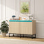 Engraved 3-door side panel with LED, self-service cabinet storage cabinet, modern coffee bar cabinet with adjustable shelf - Korvel