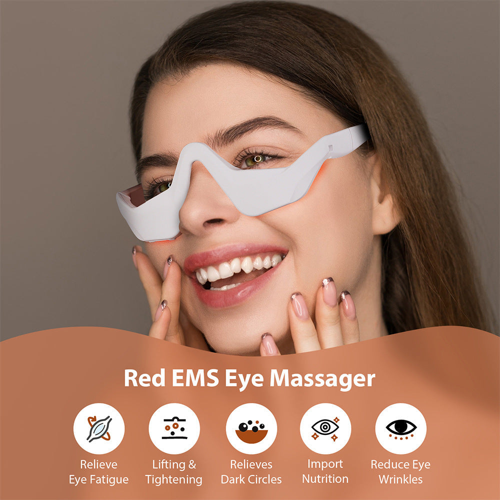 Microcurrent Massaging Eye Beauty Device with EMS and Red Light for Eye Massage and Dark Circle Reduction - Korvel