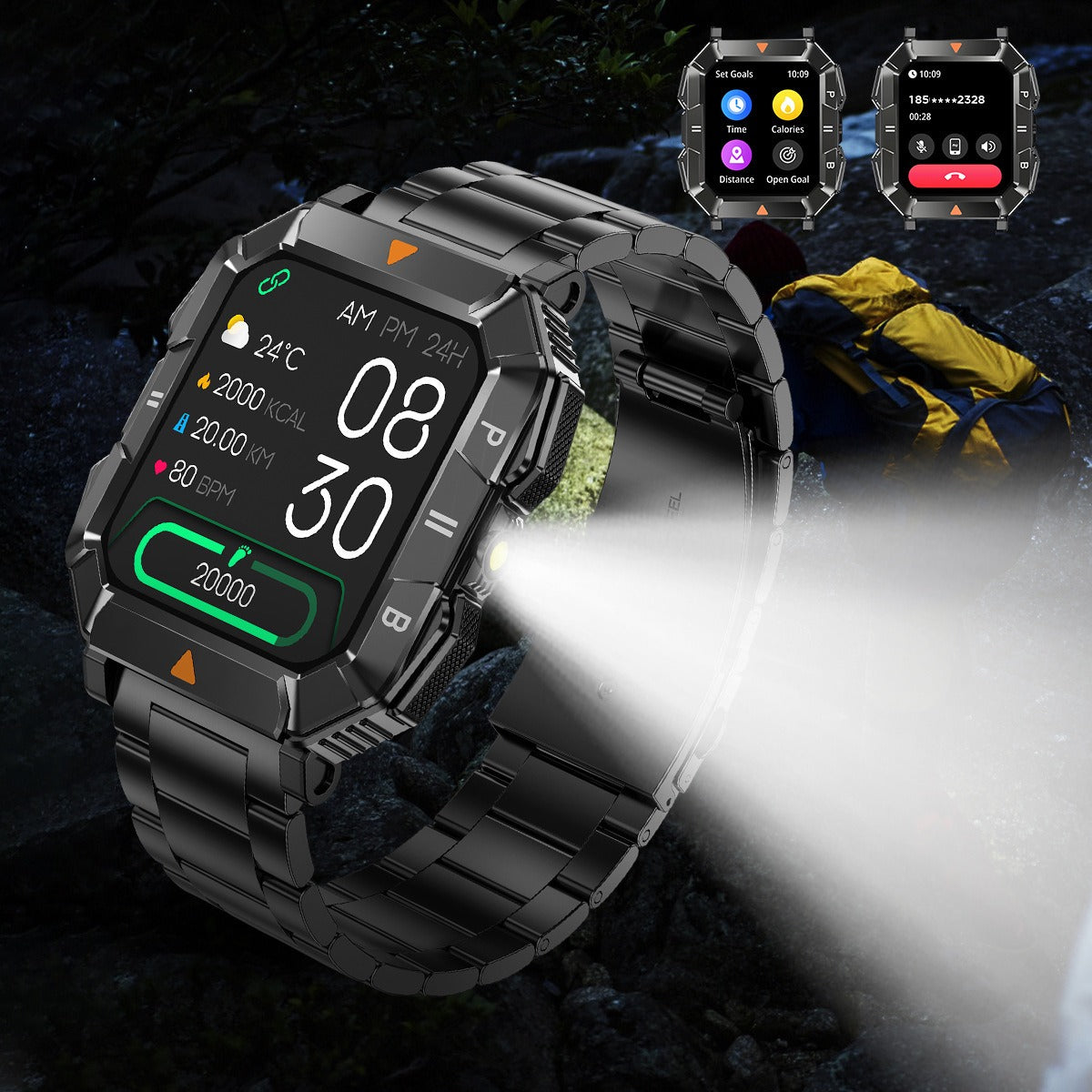 YK03 smartwatch Bluetooth call flashlight sports waterproof heart rate blood oxygen health monitoring - Korvel