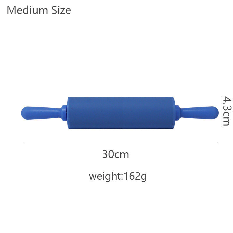 Wooden Handle Silicone Rolling Pin Rolling Pin Roller Flour Pin Small Medium And Large Household Baking Tools And Kitchenware - Korvel