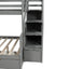 Lit superposé jumeau sur grand lit avec rangement et toboggan - Gris