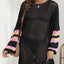 Openwork Contrast Long Sleeve Cover-Up