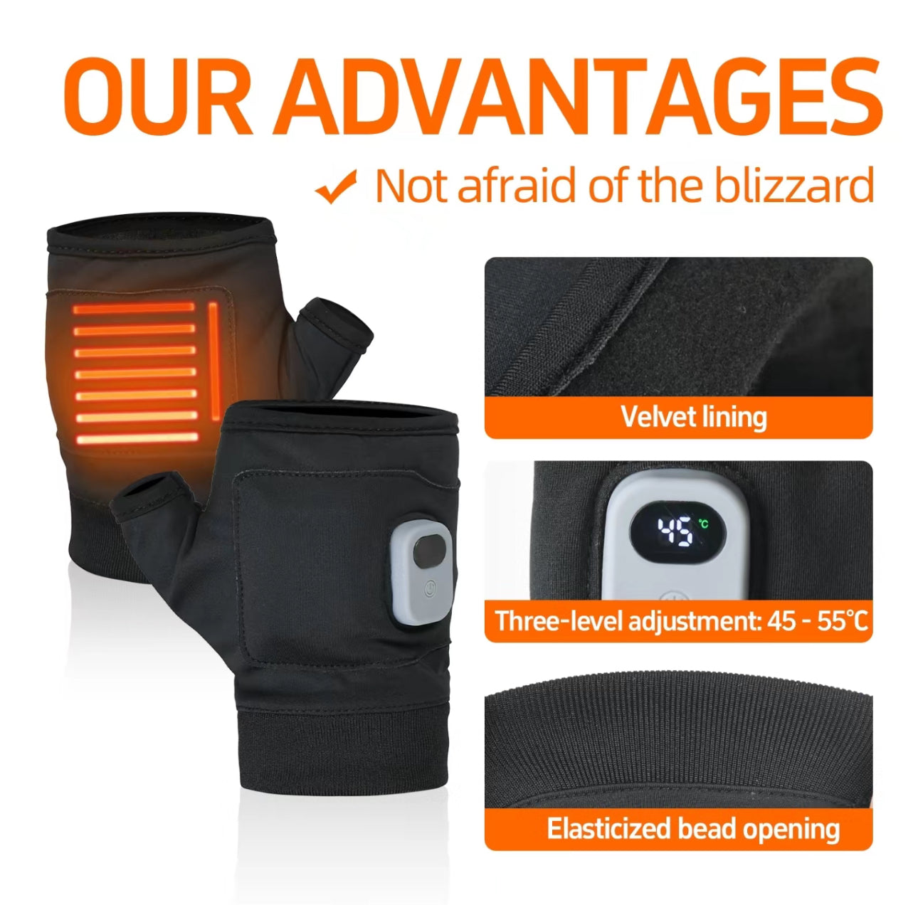 Guantes sin dedos recargables HeatFlex
