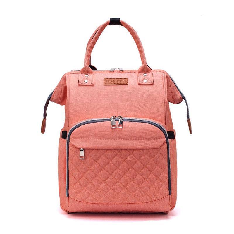 Lequeen Brand Diaper Bag Large Capacity USB Mummy Bag Travel Backpack Designer Nursing Bag for Baby Care - Korvel