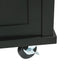 Kitchen trolley with rubber wood leaf countertop, 5-wheel kitchen island, storage cabinet and 3 dining drawers, black - Korvel