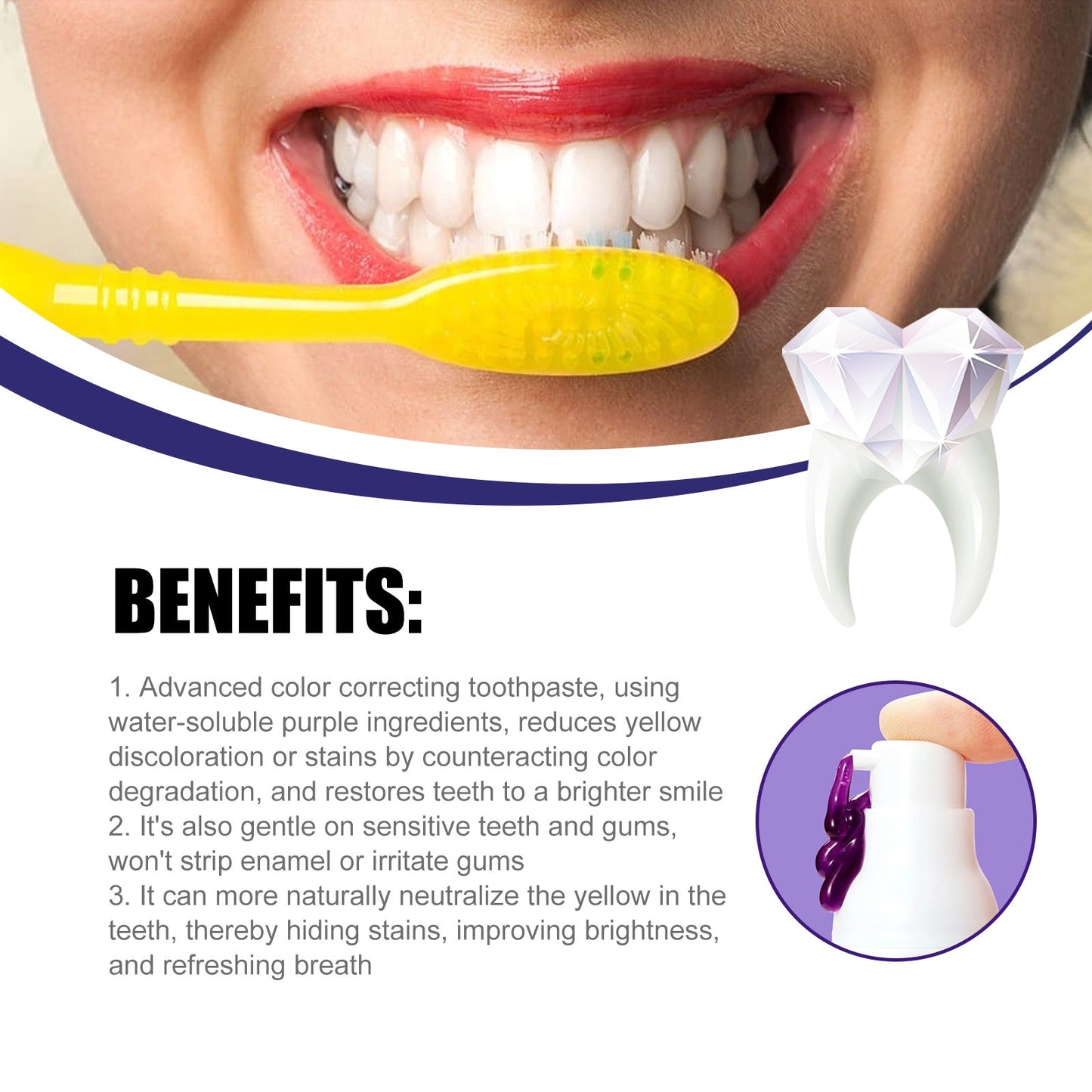 Dentifrice V34 Violet pour Éclaircir et Rafraîchir