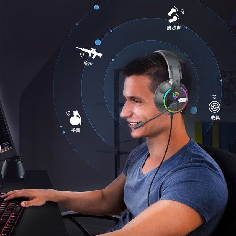 Head mounted gaming headset Soulbytes S19 wired RGB computer headset anchor gaming headset - Korvel