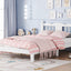 Twin Bed with Column-Decoration Headboard, with Bed Slats,White - Korvel