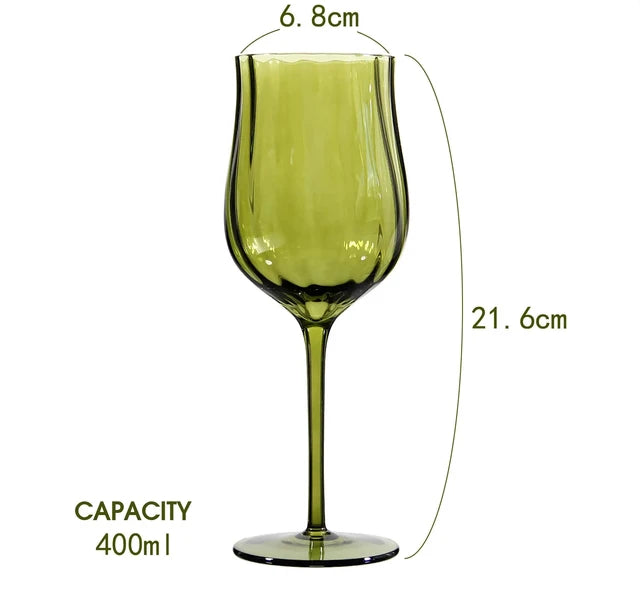 4/2/1Pcs Creative French Medieval Red Wine Glass Hand Blown Margarita Cocktail Goblet Glass Cup Dense Edges Vintage Flower Bloom - Korvel