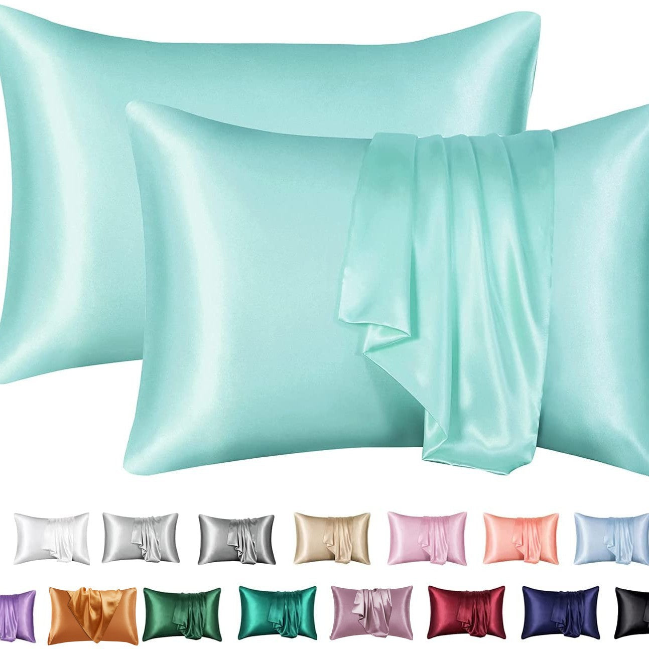 Simulation silk solid color polyester pillowcase envelope pillow pillow cases pillow pair multi-color - Korvel