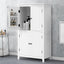 Bathroom floor storage cabinet, bathroom storage unit, 4-door independent cabinet, adjustable shelf, adaptive shelf, white - Korvel