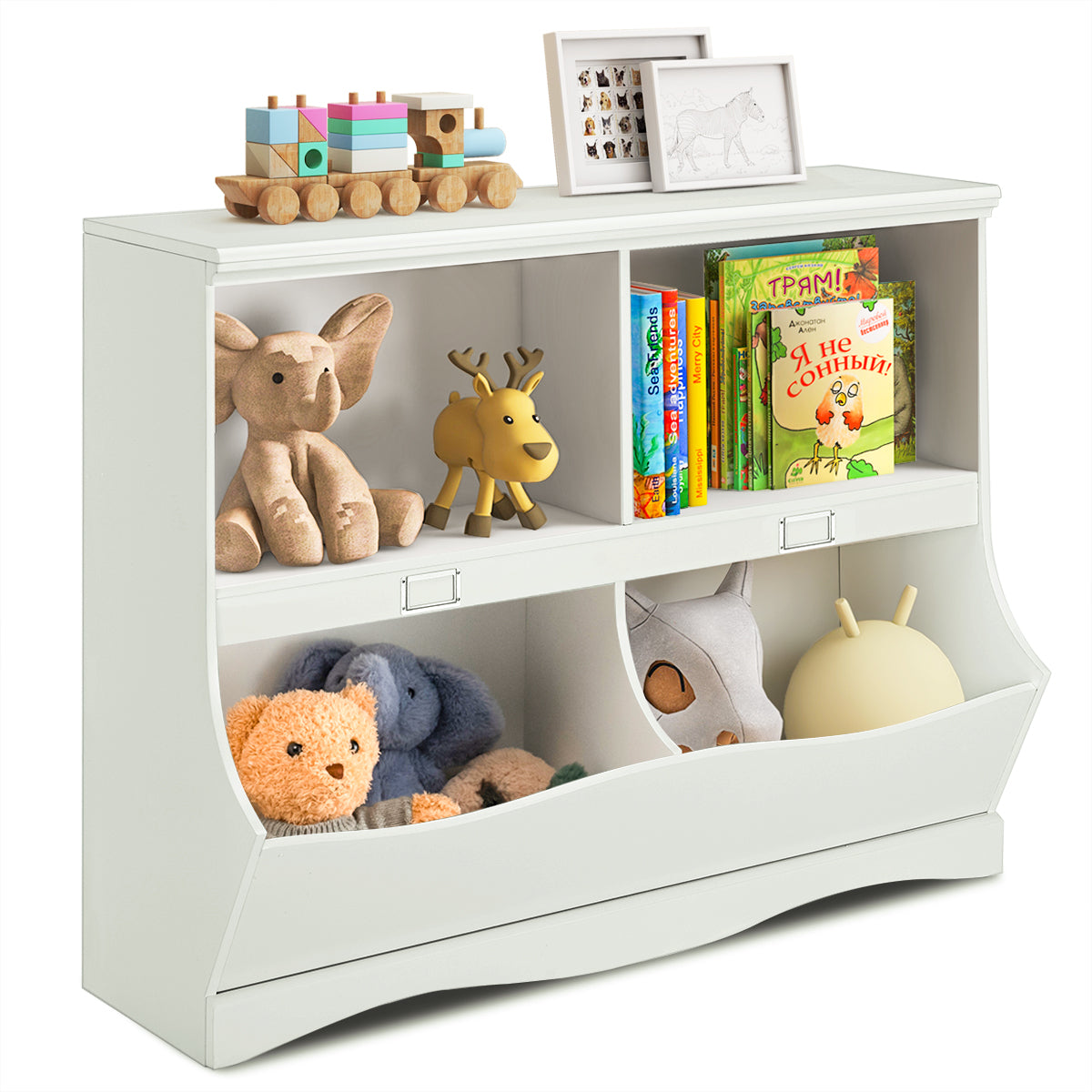 Gbruno Kids Storage Unit - White Toy Organizer & Bookshelf
