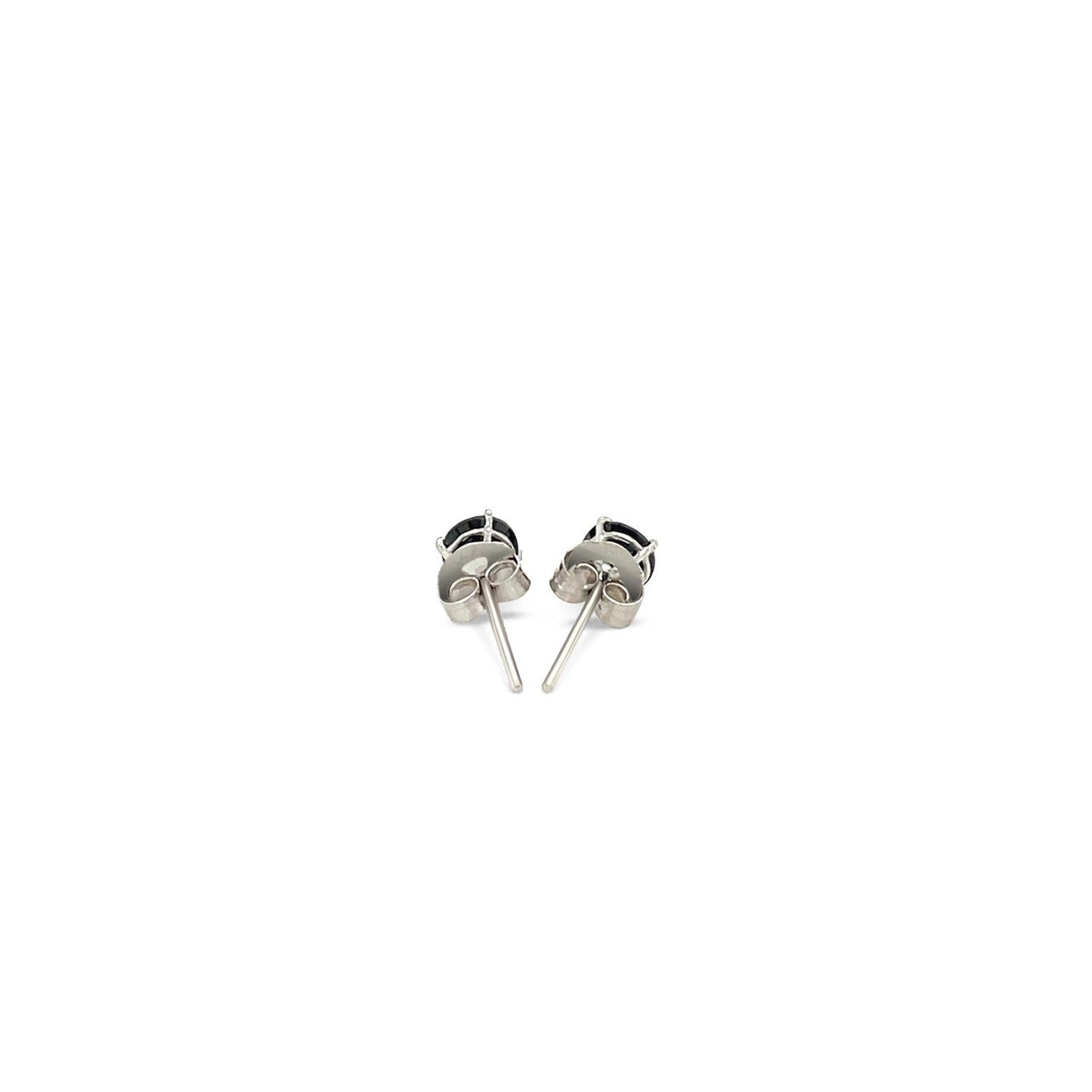 14k White Gold Stud Earrings with Black Cubic Zirconia