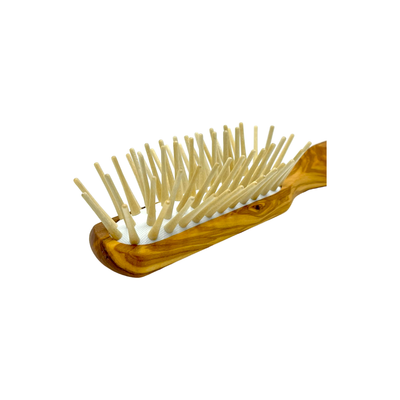 Dural Olive Wood Paddle Hairbrush with Long Wooden Pins