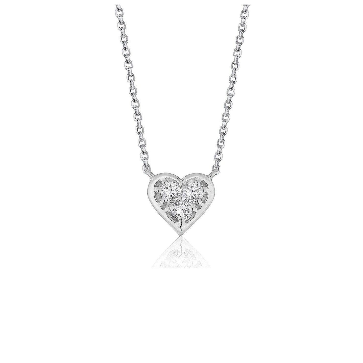 14k White Gold Diamond Heart Pendant Necklace