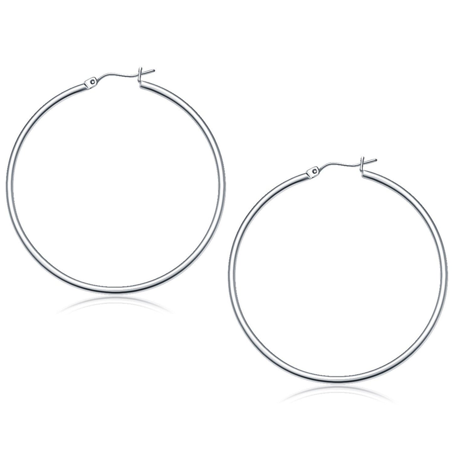 Boucles d'oreilles créoles en or blanc 10k poli - 50 mm