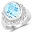 Bague en argent sterling avec topaze bleue et topaze blanche de 5,39 carats