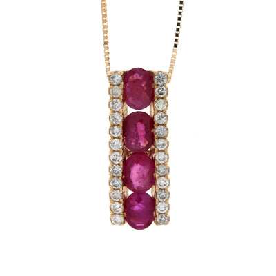 Pendentif en rubis et diamants de 1,39 ct en or rose 14KT