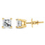 Boucles d'oreilles en diamant solitaire taille princesse en or jaune 14K