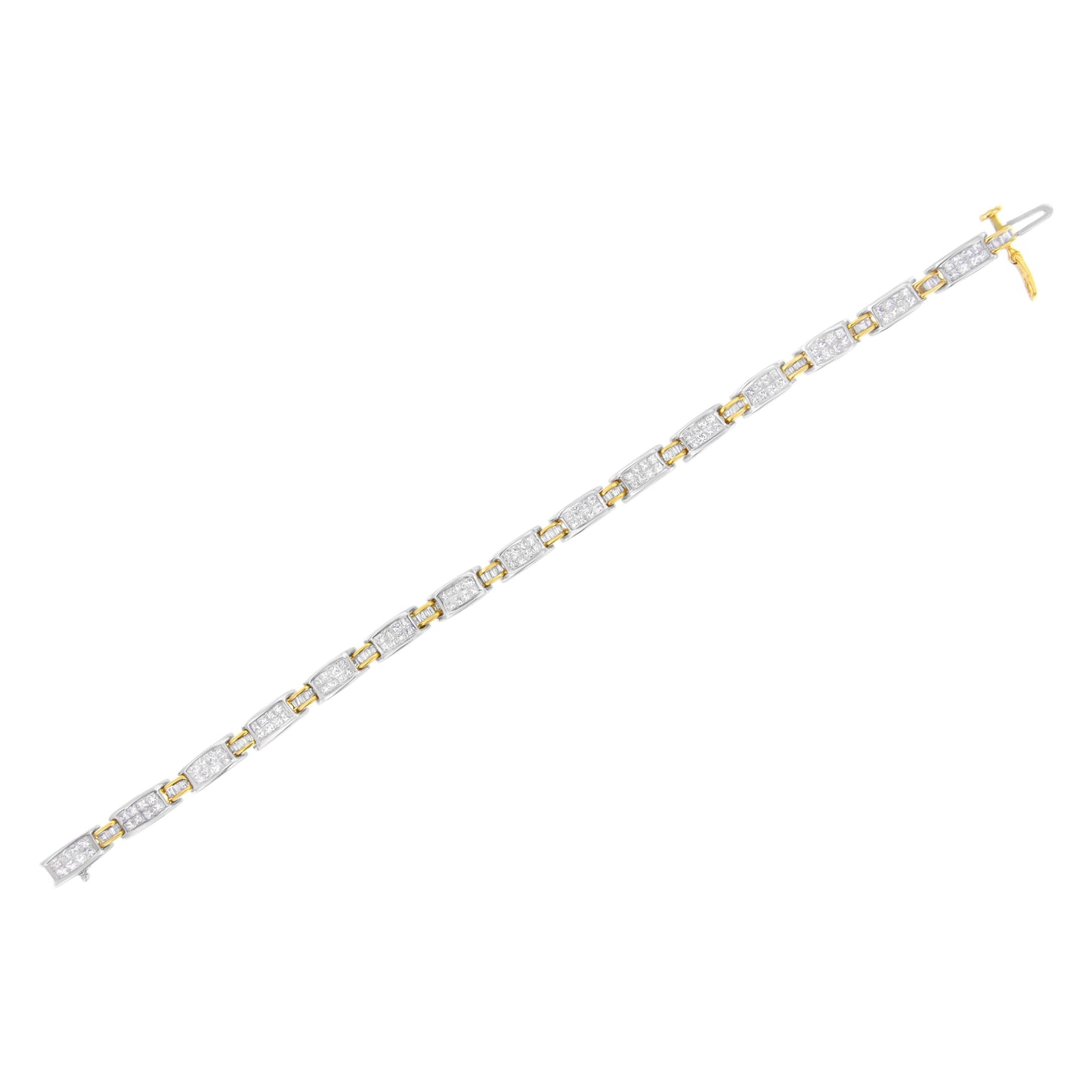 Bracelet en or bicolore 14K avec diamants en taille princesse et baguette
