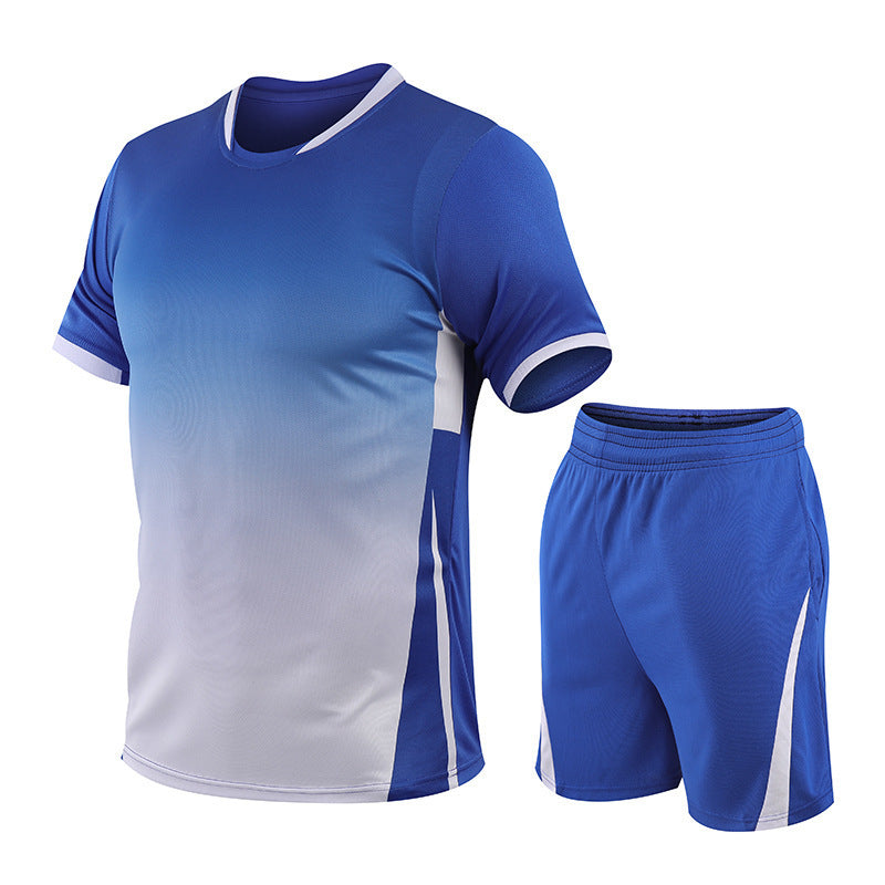 Conjunto de camiseta de manga corta suelta y pantalones cortos con degradado de verano