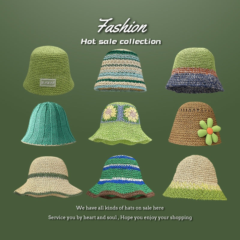Beach Green Sun Hat - Stylish & Foldable for Summer