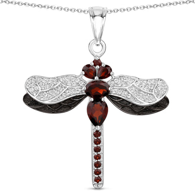 Pendentif en argent sterling de 2,29 carats en grenat véritable et topaze blanche