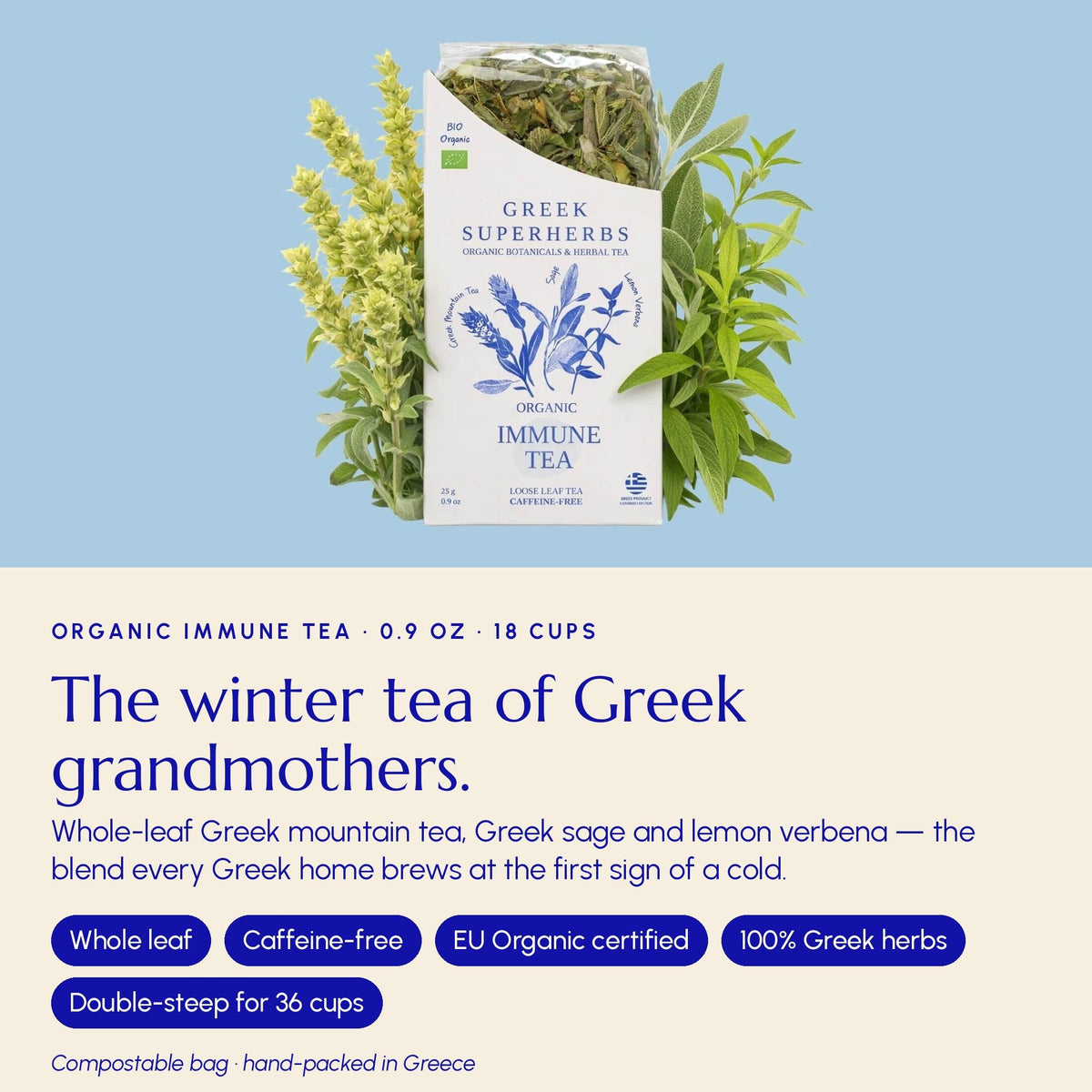 Té griego revitalizante con salvia y hierba luisa: mezcla para fortalecer el sistema inmunitario