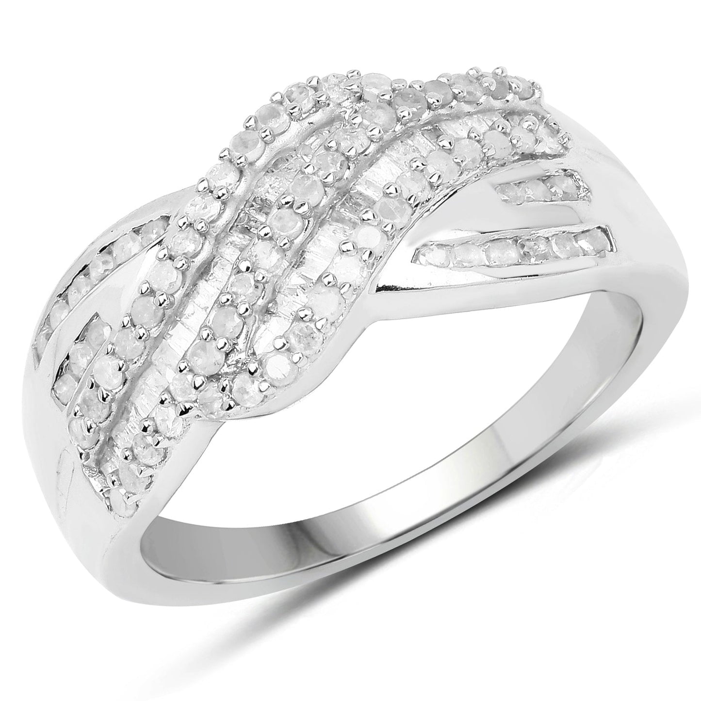 0.64 Carat Genuine White Diamond Sterling Silver Engagement Ring