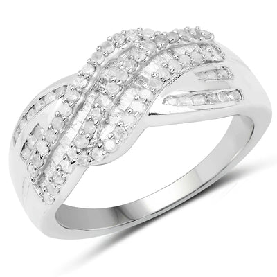 Bague de fiançailles en argent sterling avec diamant blanc véritable de 0,64 carat