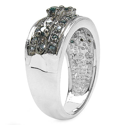 Bague de fiançailles en argent sterling avec diamant bleu véritable de 0,27 carat