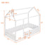 Cama de Madera en Forma de Casa para Niños de Tamaño Individual - Blanca