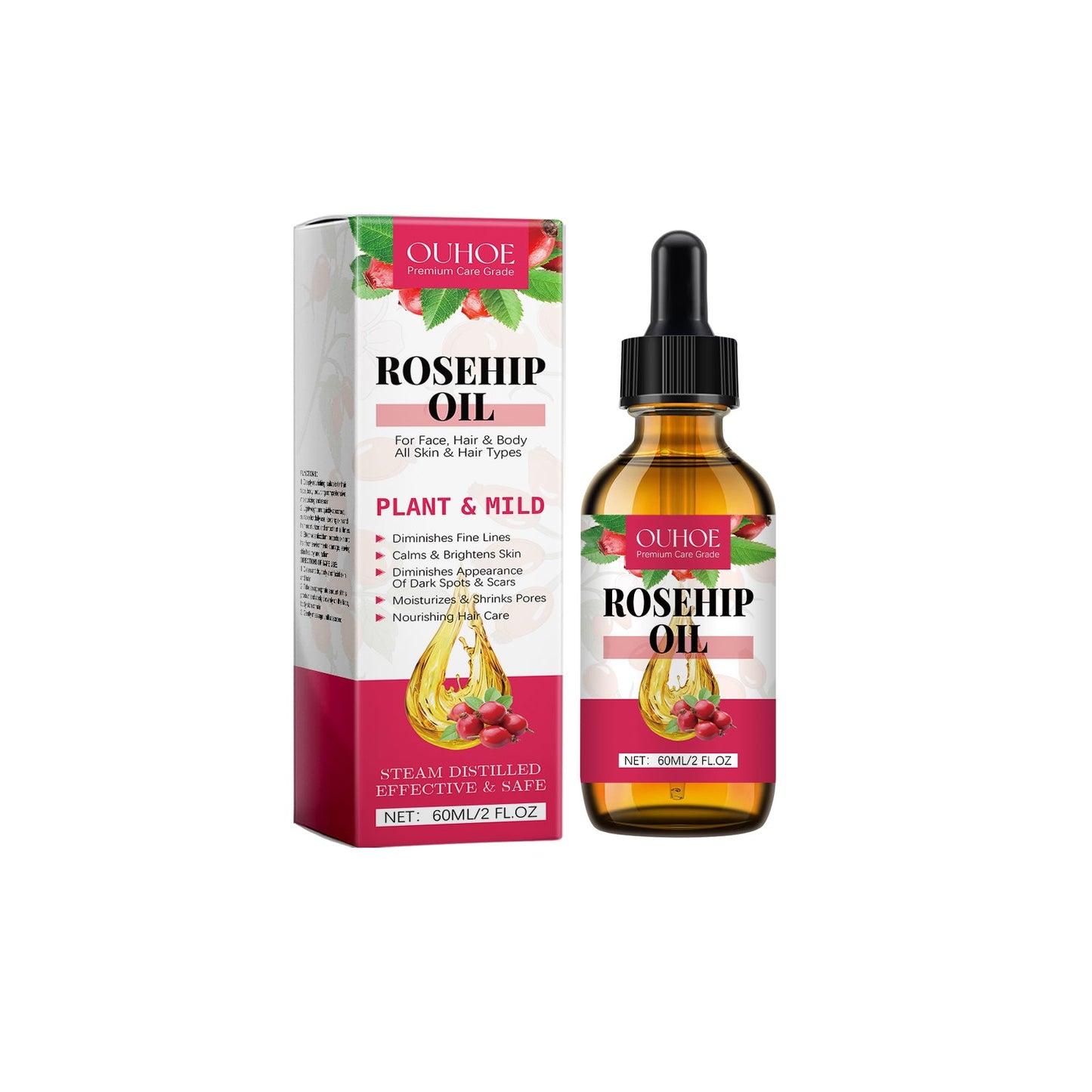 Aceite de Frutas Hidratante de Rosa para la Piel y el Cabello