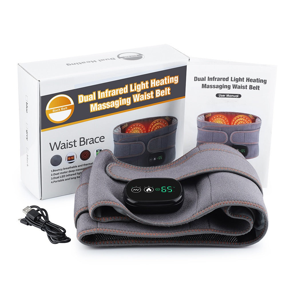 Adjustable Hot Compress Lumbar Massage Lower Back Brace Belt Pain Relief Far Infrared Heating Waist Massager - Korvel