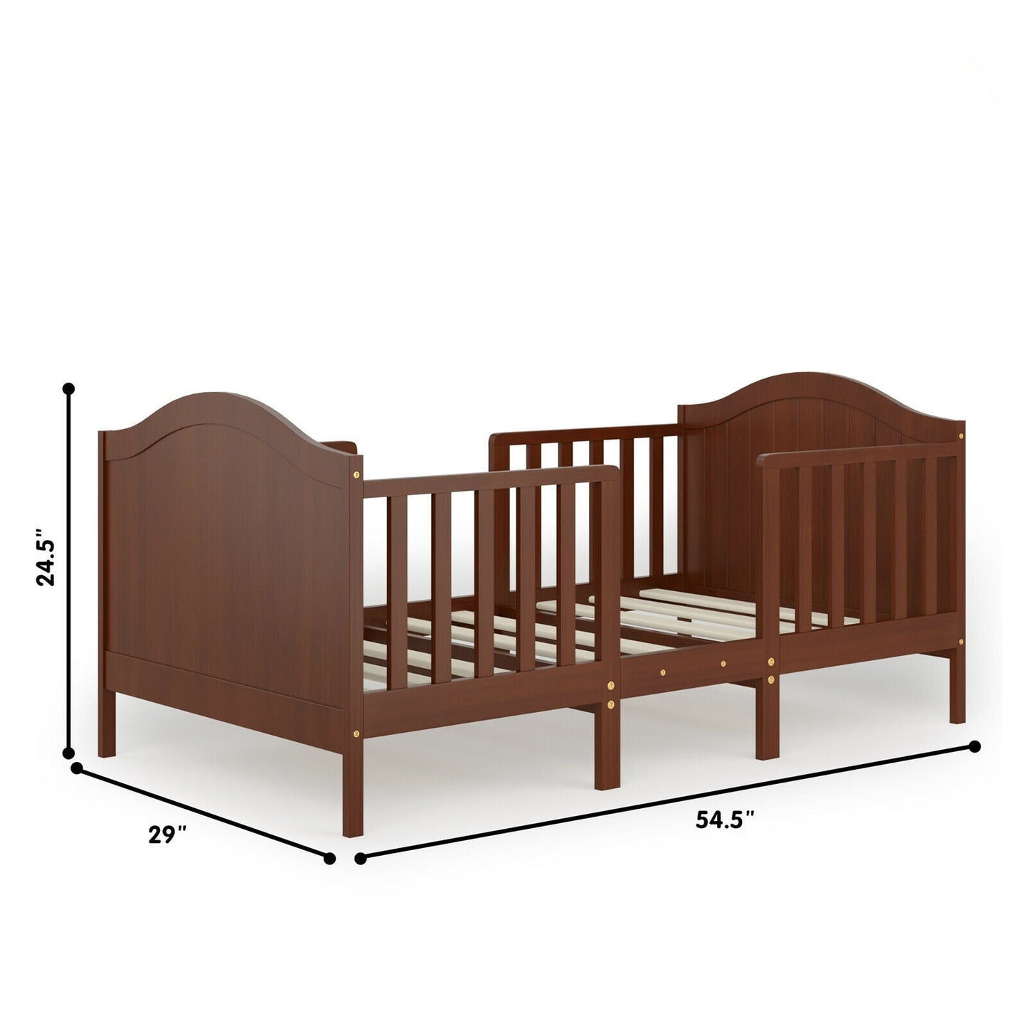 Cama Clásica Convertible de Madera 2 en 1 para Niños Pequeños - Marrón