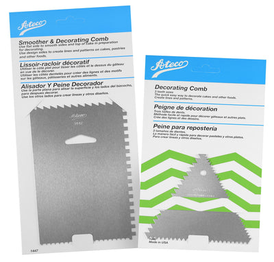 Ateco 3 & 4 Sided Decorating Comb Set - Silver