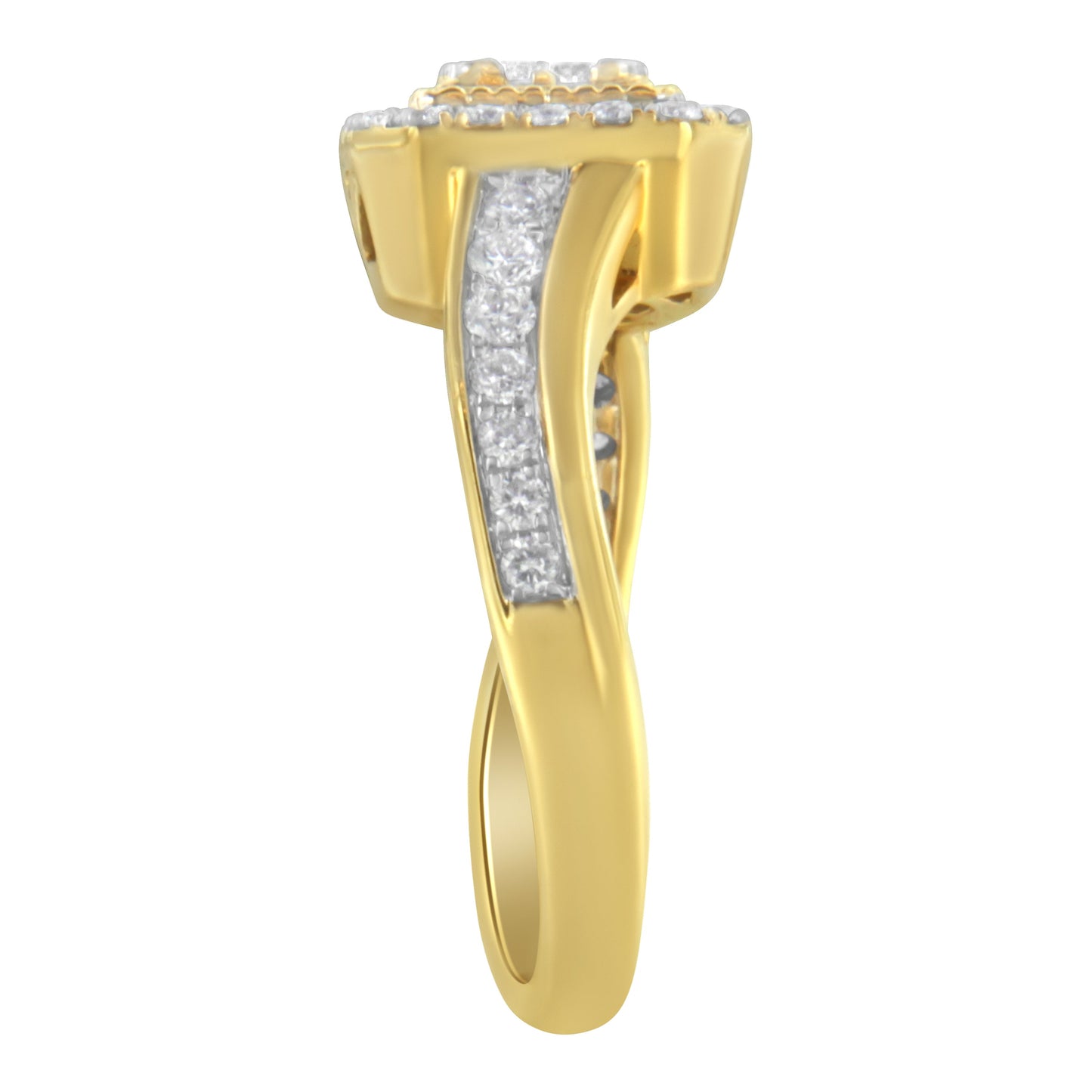 Anillo de cóctel de diamantes de oro amarillo de 10KT - 5/8 cttw