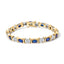 Pulsera de eslabones de diamante y zafiro azul de oro amarillo de 14K - 7 pulgadas