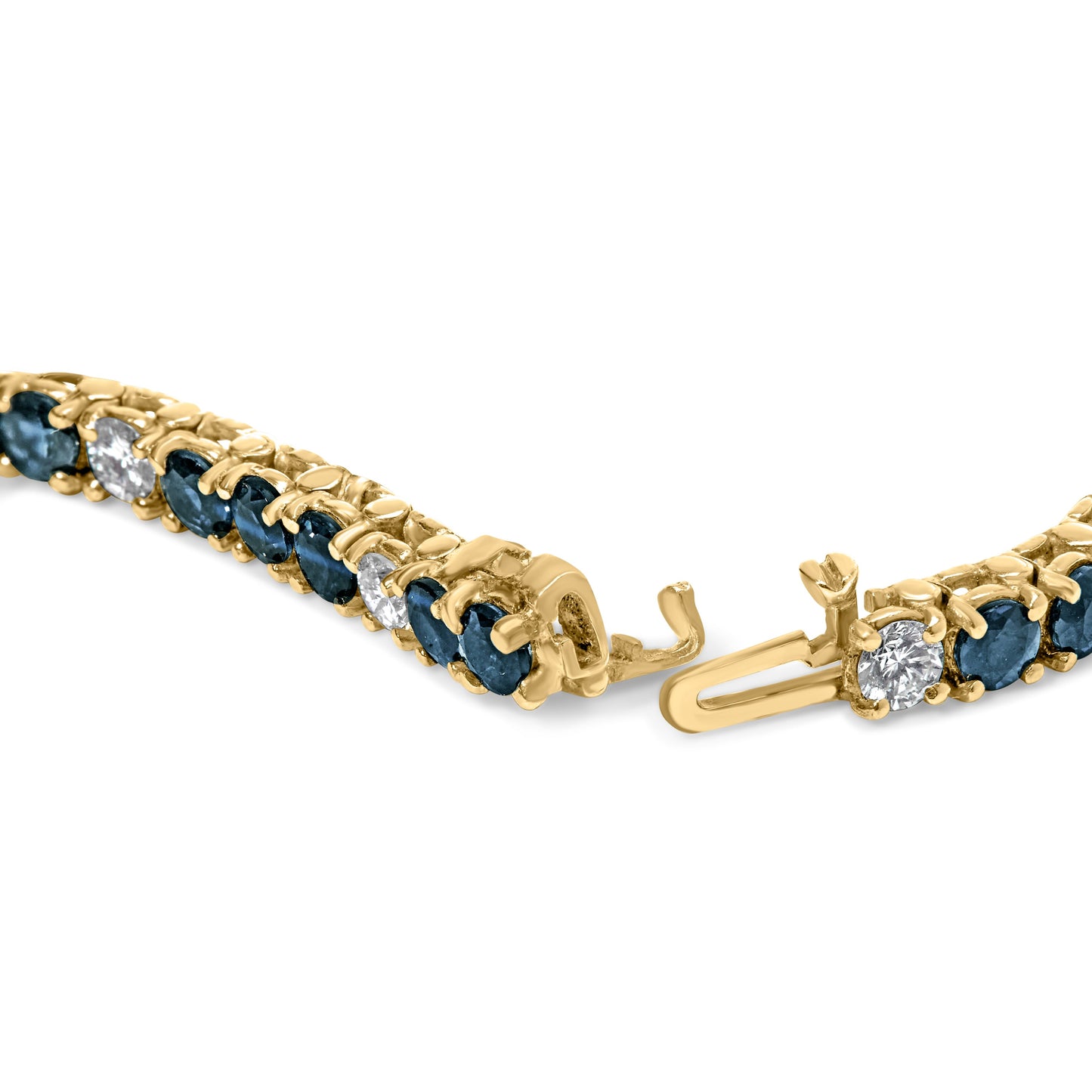 Bracelet de tennis en or jaune 18K avec diamants et saphirs bleus - 7 pouces