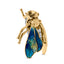 Broche en or jaune 18K en forme de bourdon avec diamants et émail