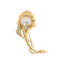 Broche de Flor de Diamante y Perla del Mar del Sur en Oro Amarillo de 18K