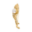 Broche de Flor de Diamante y Perla del Mar del Sur en Oro Amarillo de 18K