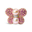 Broche de mariposa de perla del mar del sur y zafiro rosa de 18 quilates